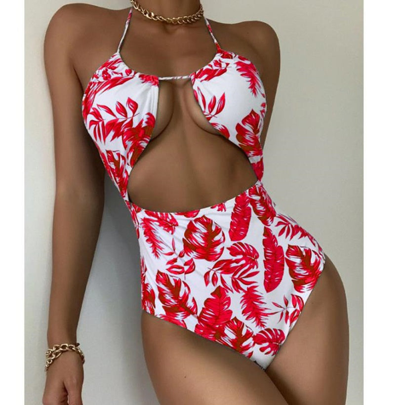 Red Halter High Waist Bikini